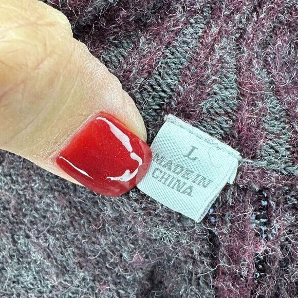 Toscano Firenze Mens Large Burgundy Sweater Wool Blend Henley Button Neck Marble - Picture 8 of 11